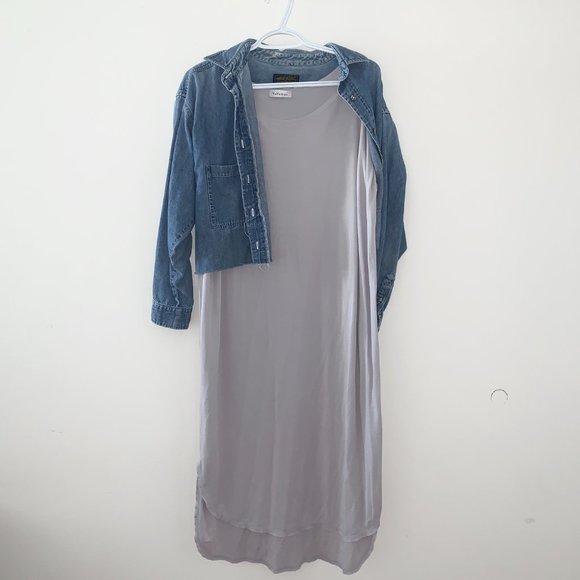 YaYa & Co. Grey T-Shirt Slip Dress Midi Size Large Loose Comfy - Picture 3 of 5